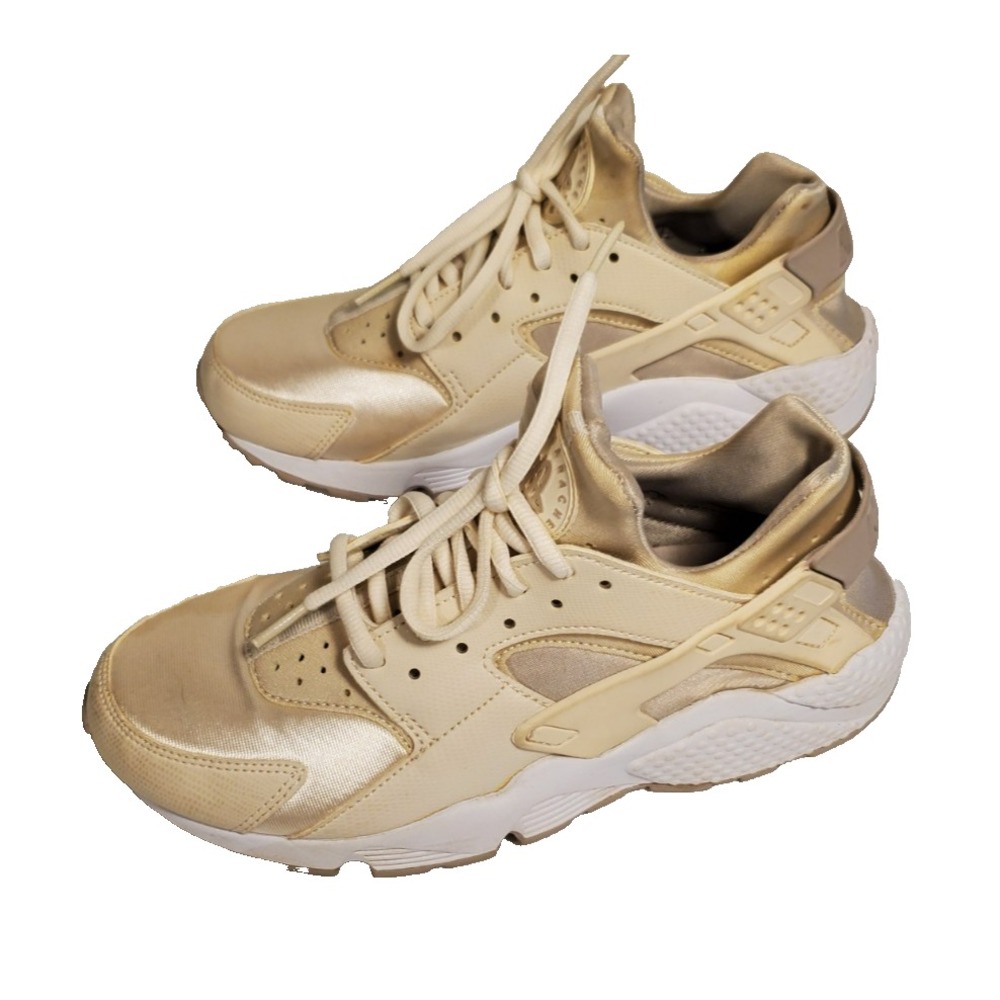 Nike Air Huarache Women Size 9.5‎ Athletic Running Shoes Beige White 634835-018